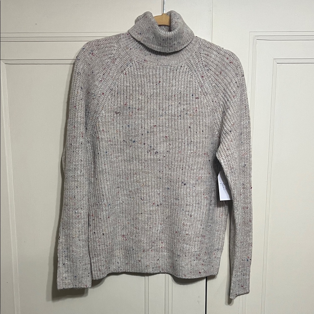 Time and Tru Gray Speckled Turtleneck Sweater